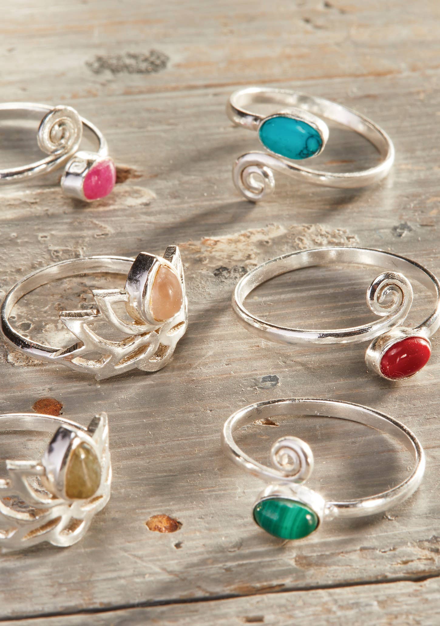 Namaste - Vendita all'ingrosso Anelli con pietra singola/solitario - Anello in ottone placcato in argento con pietra