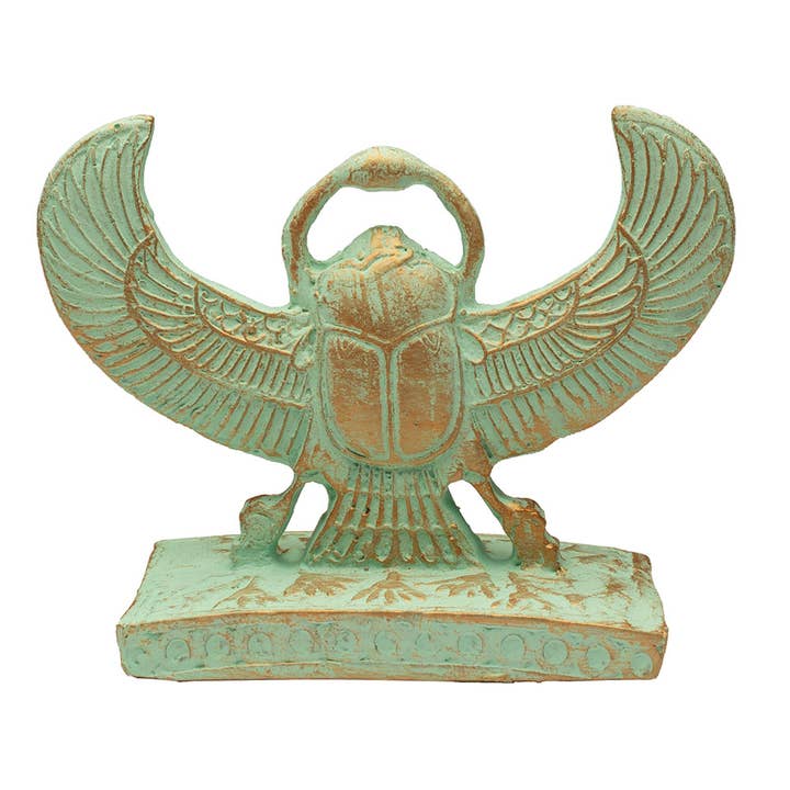 Winged Scarab Double-Sided Statue Patina - 4" -Made in Egypt for wholesale by Discoveries, Inc.