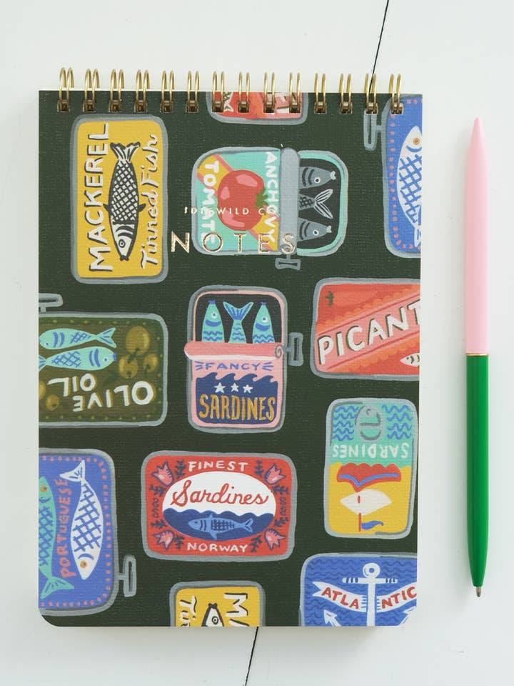 Tinned Fish Spiral Jotter for wholesale by Idlewild Co.