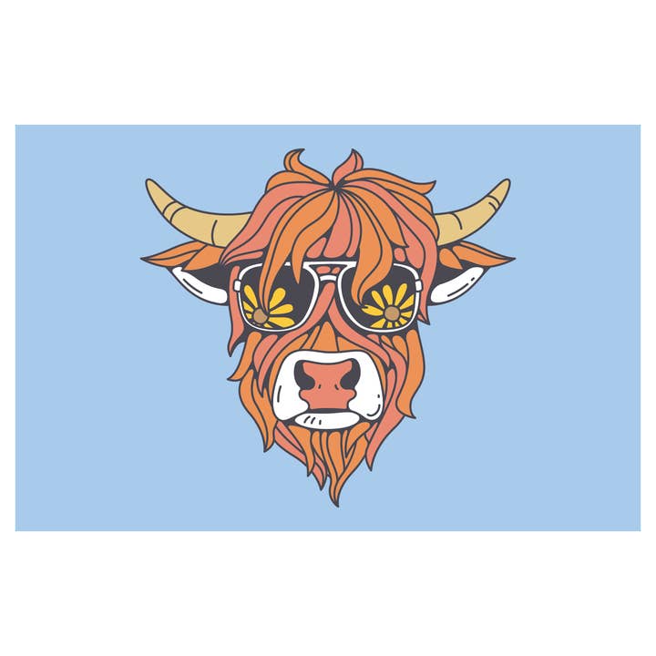 Postcard - Sunflower Sunglass Cow for wholesale by Morris Magnets