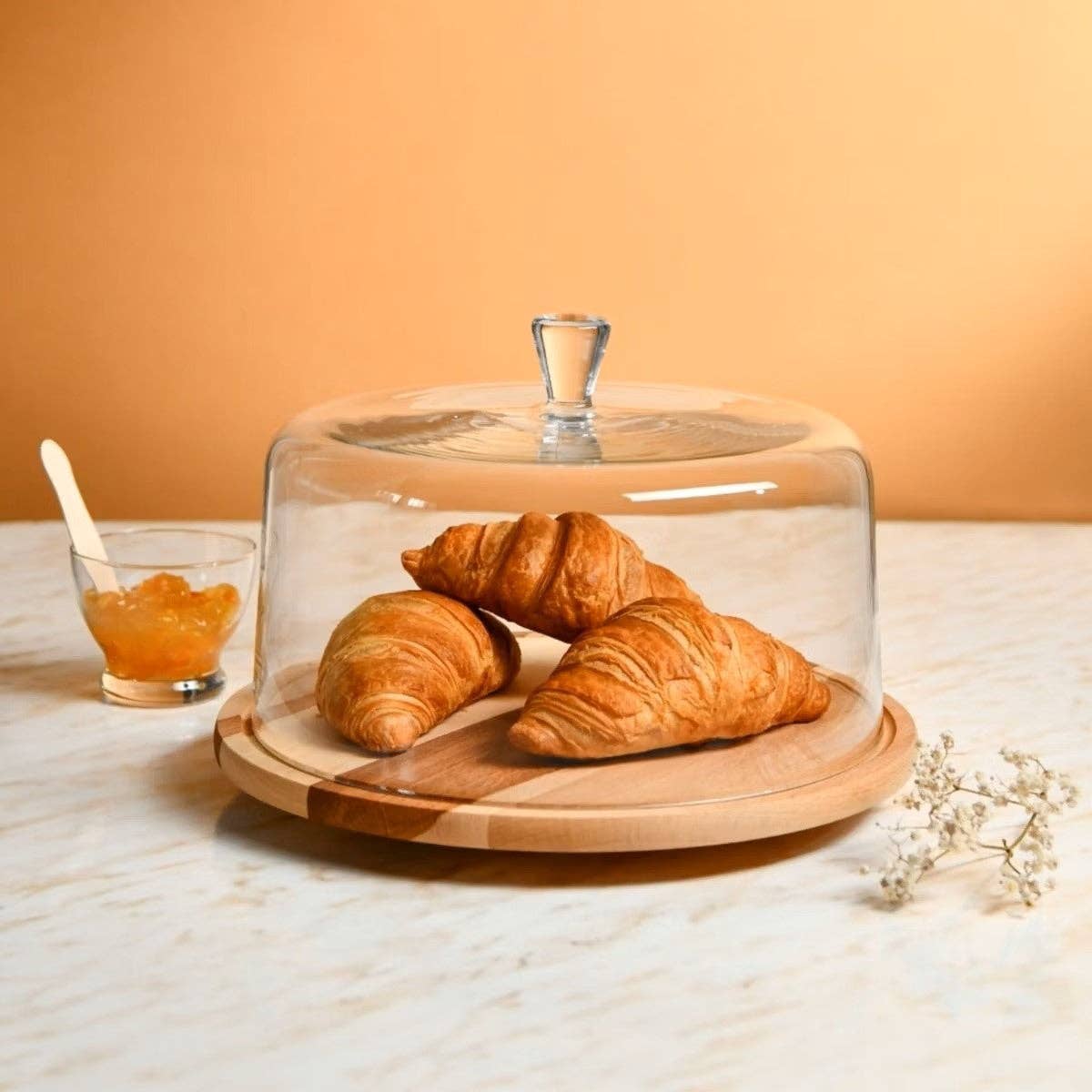 Barski – Großhandel Kuchenständer – Savore Glaskuppel mit drehbarem Holzkuchenplatte1