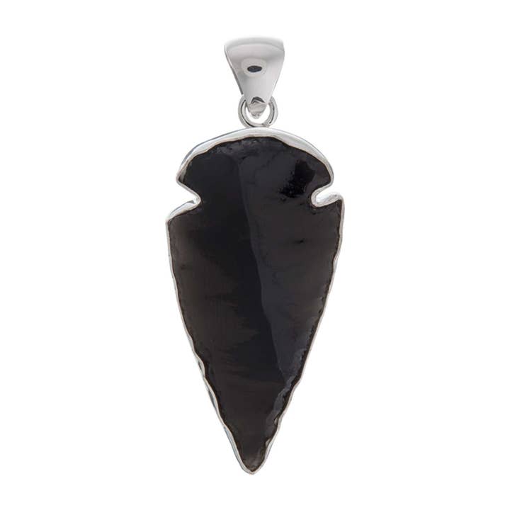 Sterling Silver Obsidian Arrowhead Pendant for wholesale by Charles Albert Inc