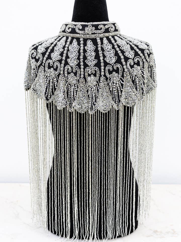 Fantastico Fans - Wholesale Cape - Women's - Glass Bead Cape Vintage Silver3