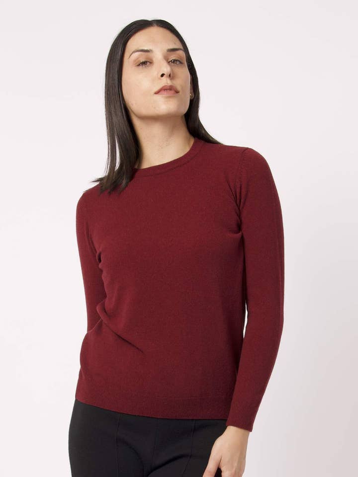 Pull en laine d'agneau - Bordeaux pour la vente par Achega Knitwear