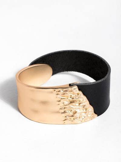 Pulseira de couro com detalhe metálico marcante por atacado de SAACHI