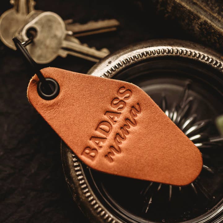 Badass Mama Leather Motel Keychain for wholesale by MisfitMadeGoods