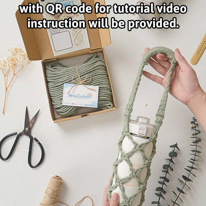 BeanDaikon - Wholesale DIY Craft Kit - DIY Macrame Water Bottle Holder Craft Kit K32