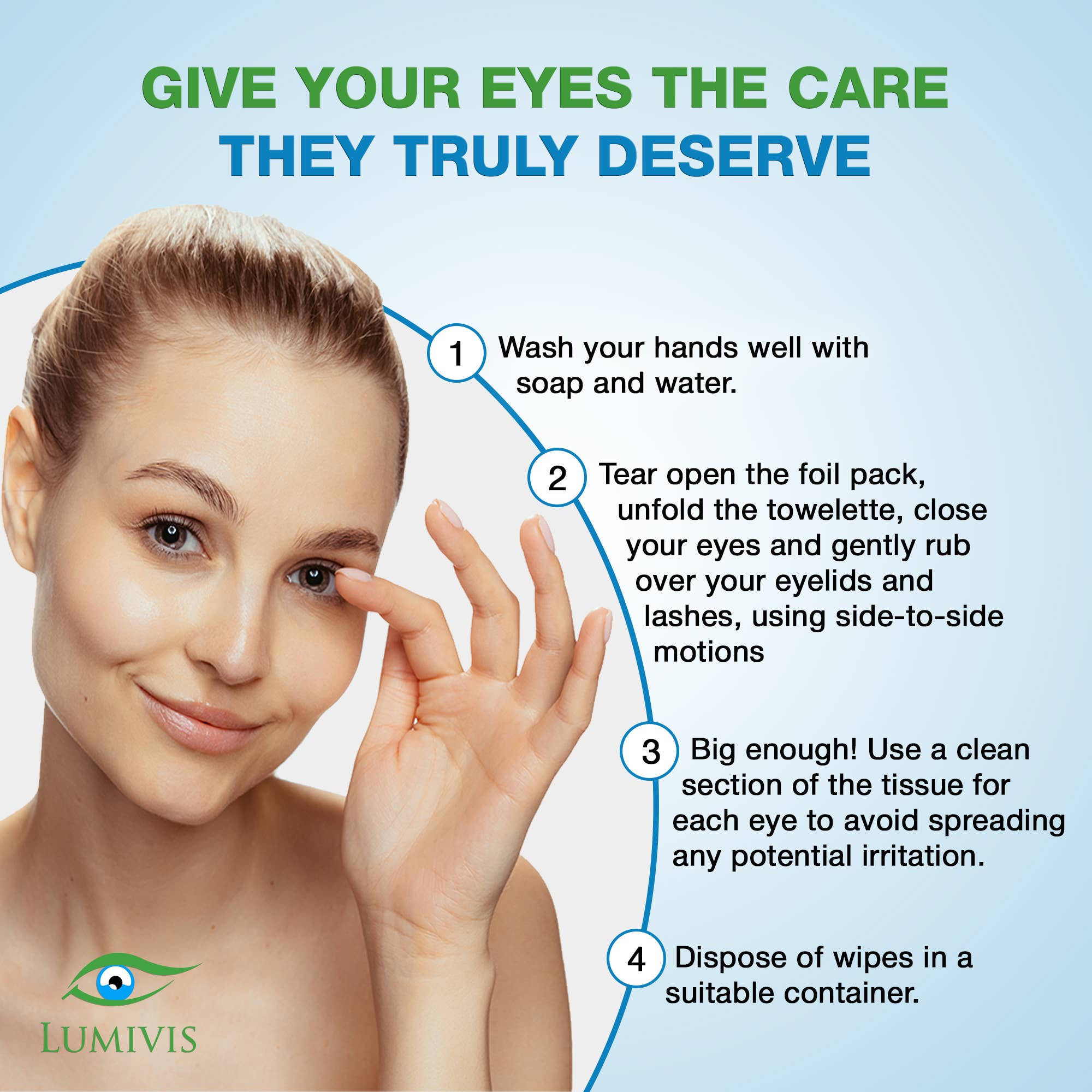 Lumivis - Wholesale Eye Treatment Mask - Lumivis Eyelid & Eyelash Wipes with Tea Tree Oil 108 Pieces5