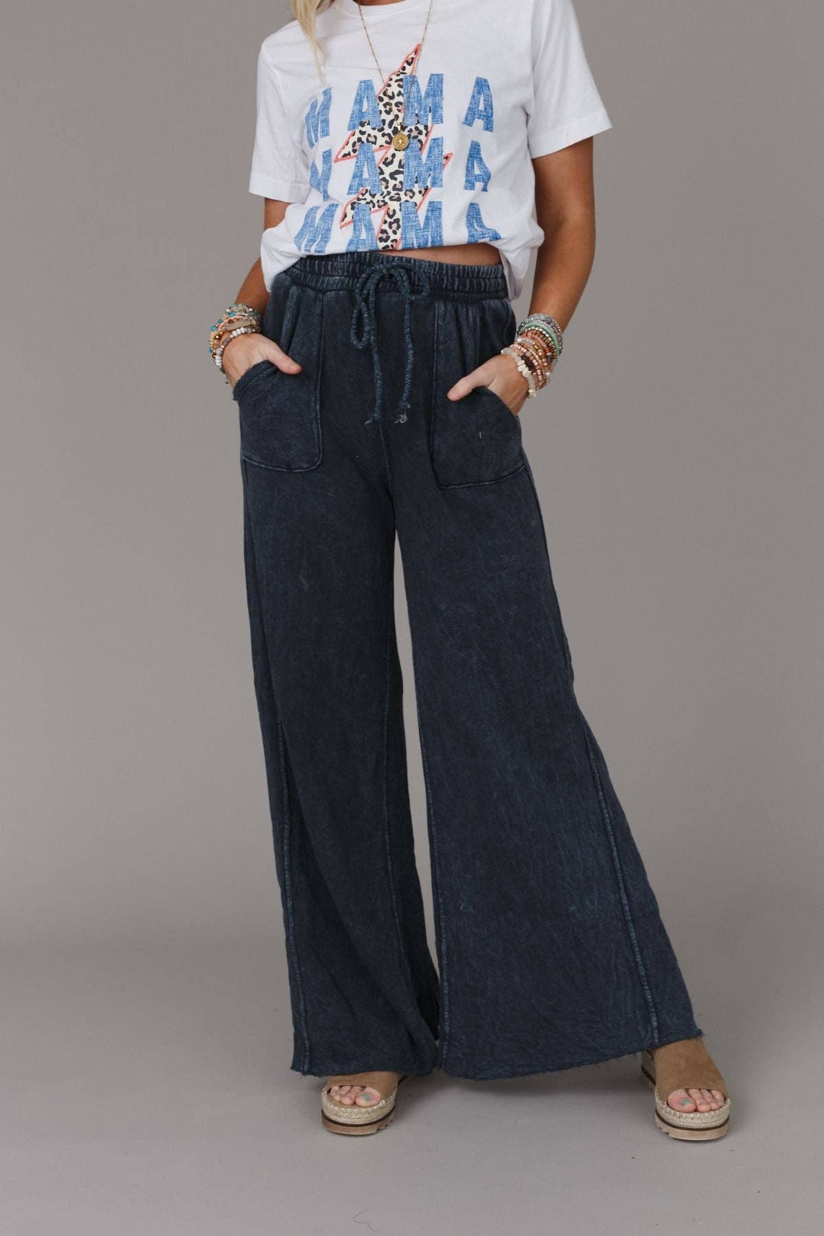 Three Bird Nest - Wholesale Pants - Women's - Fall Favorite: Relaxing Robin Wide Leg Pant - New Navy0