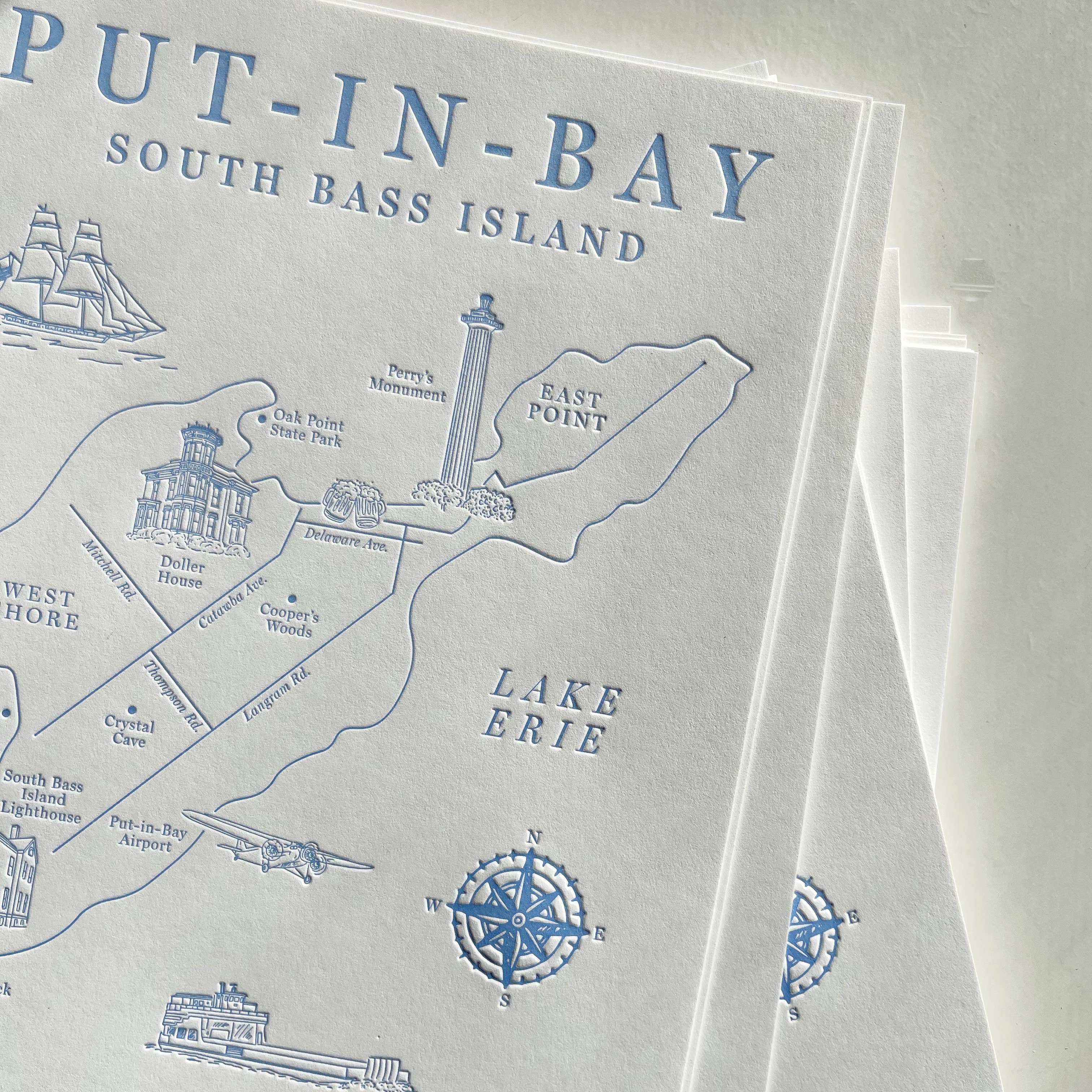 Made By Victoria Laine - Wholesale Art Print - Put-in-Bay Letterpress Map Print2