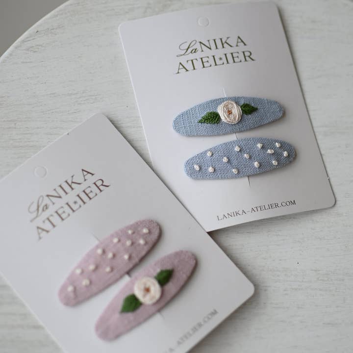 Lanika Atelier, Nika Korošec s.p. - Wholesale Hair Clip - Women's - Oval Hair clips Rose + dots6
