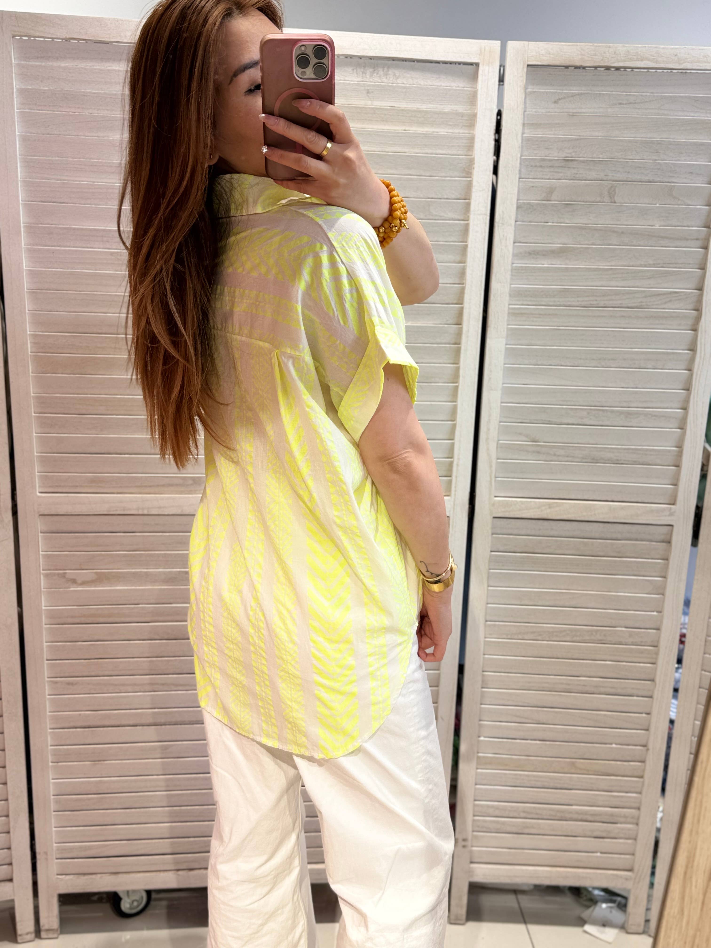 VICTORIA&ISAAC - Venta al por mayor Camisa con botones - Mujer - Blusa de Manga Corta Estampada - M1195algodón2