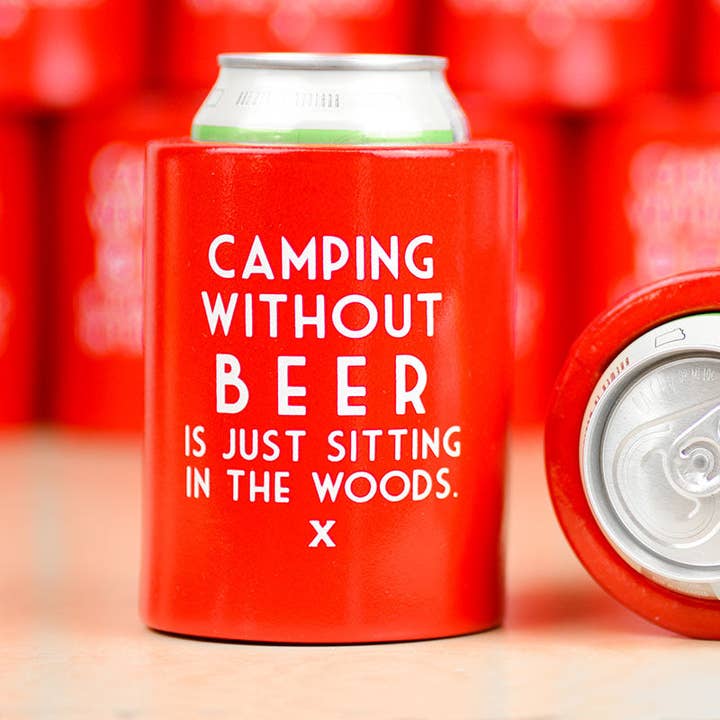 Meriwether - Wholesale Drink Huggers & Koozies - Camping without beer... Vintage Beer Koozie. Case Pack of 12