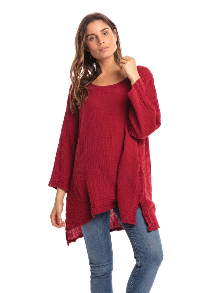 Nusantara Inc. - Wholesale Blouse - Women's - Thai Cotton Long Sleeve Tunic-03477 (S/M, L/X, XXL)16