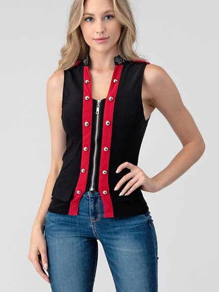 Haut débardeur à col chinois boutonné pour la vente par Lydia USA