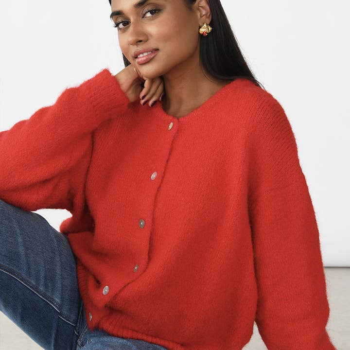 Suhkasana - Wholesale Cardigan - Women's - Soft Wool Blend Knit Cardigan Women Button Front Sweater3