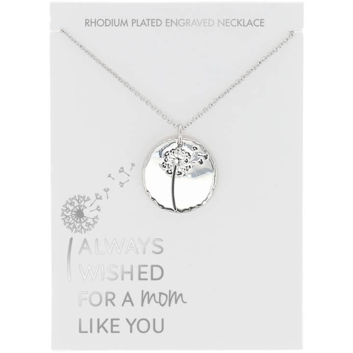 Mom - 16.5"-18.5" Engraved Rhodium Plated Necklace for wholesale by Pavilion