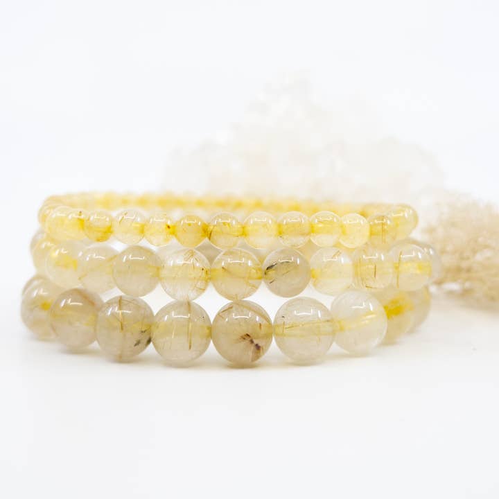 Gemstone Energy Stretch Bracelets ~ Rutilated Quartz for wholesale by Celestial Habit