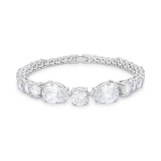 Elegant Pear and Round Cubic Zirconia Tennis Bracelet for wholesale by JGoodin
