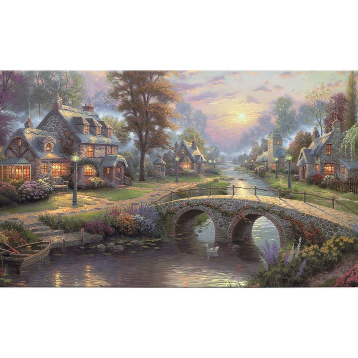 Sunset on Lamplight Lane - 16" x 31" Gallery Wrapped Canvas for wholesale by Art Brand Studios
