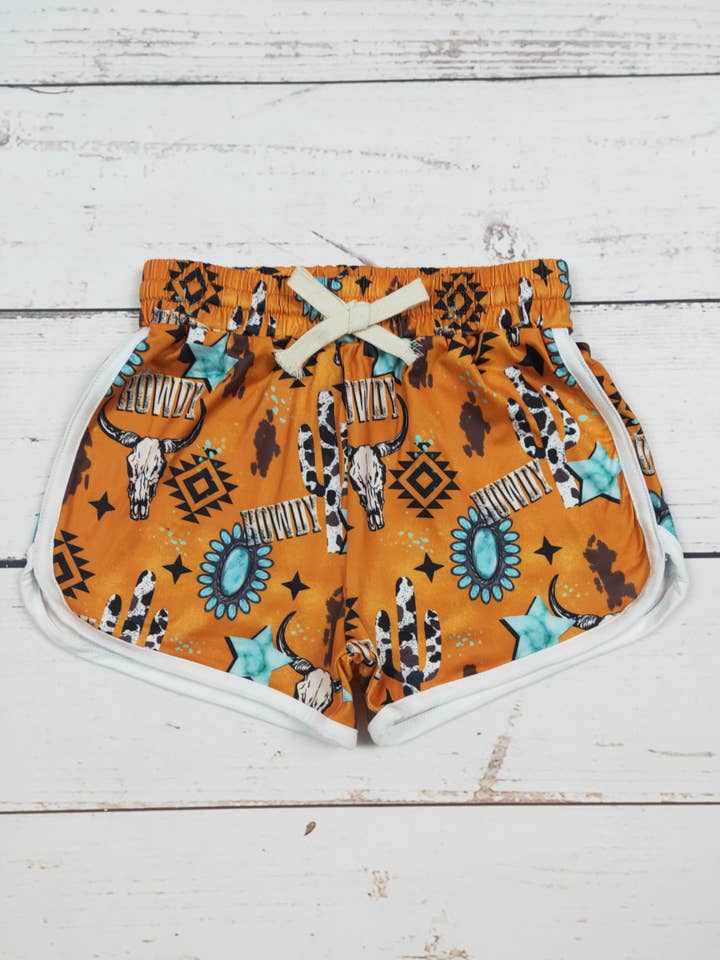 sassy kids palace - Wholesale Shorts - Kids - Girls Howdy Cactus Printed Western Shorts