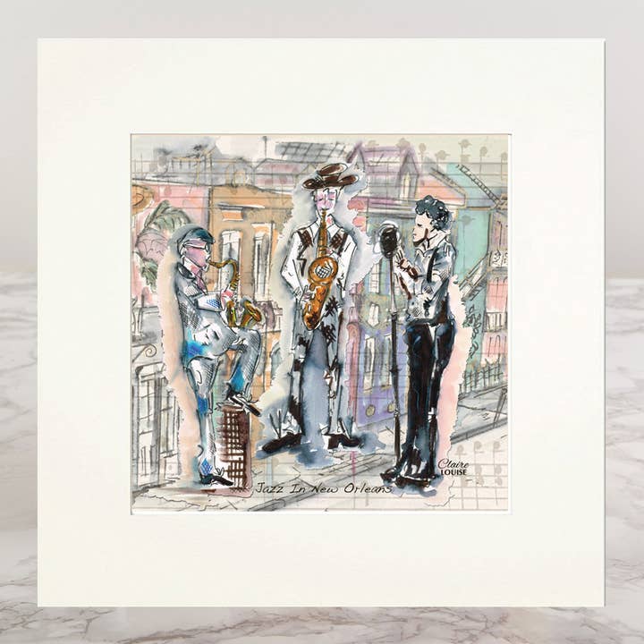 Jazz In New Orleans Music Mounted Giclèe Print for wholesale by Claire Louise
