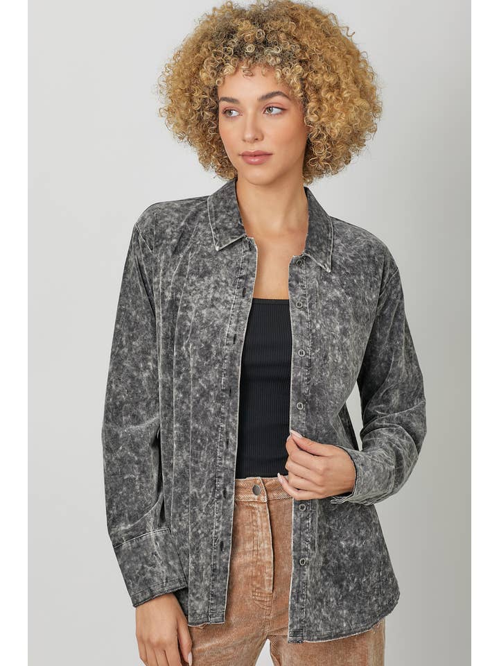 Mystree – Engroshandel Skjorte med buttondown – til kvinder – 60857 Vasket fløjlsskjorte12