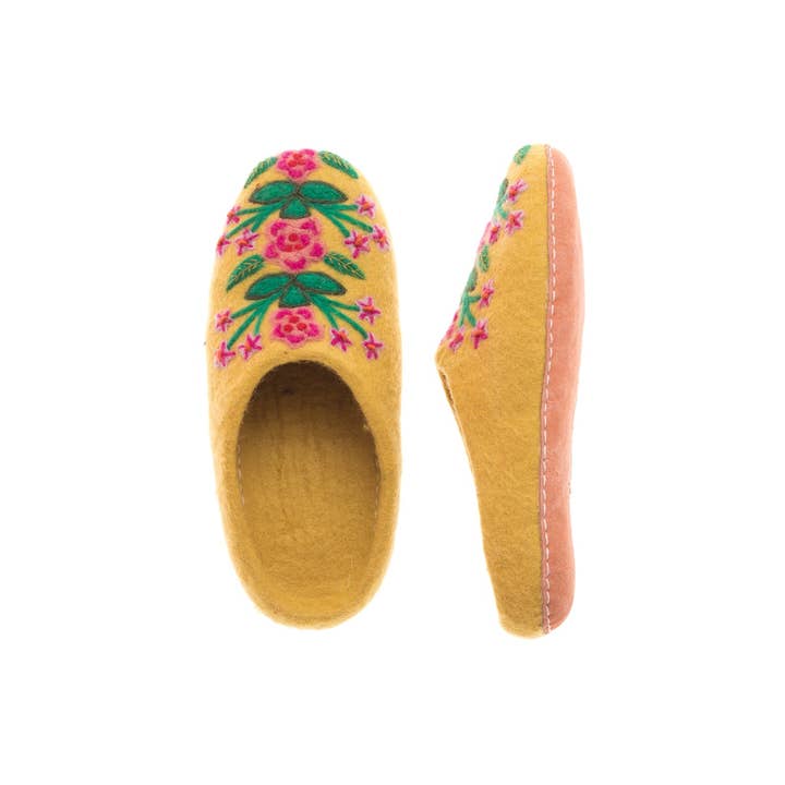 Mustard Secret Garden Slippers for wholesale on Faire