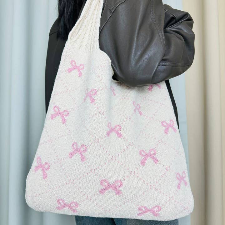 NINEXIS - Wholesale Tote Bag - Women's - CWAB4567_BOW KNIT LARGE CAPACITY TOTE BAG5