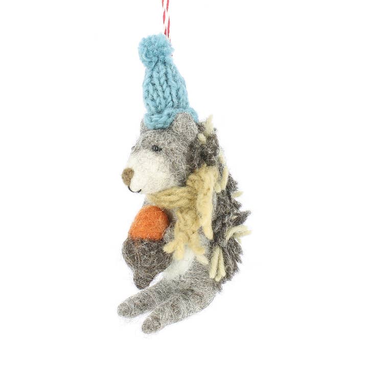 Hedgehog with Acorn Hanging Decoration for wholesale by Fiona Walker England