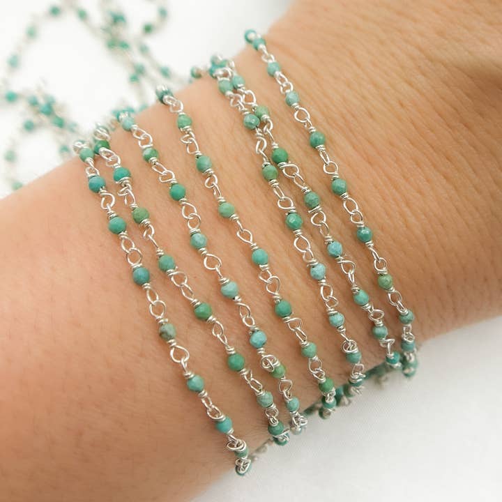 TQR51. Green Turquoise Rondel Shape Sterling Silver Wire Chain and other Purchase Wholesale nappe ronde. Free Returns & Net 60 Terms on Faire trending on Faire.