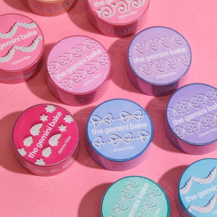 The Gemini Bake - Wholesale Washi Tape - Frosting Washi Tape 40mm - Shell Border & Large Heart Bows3