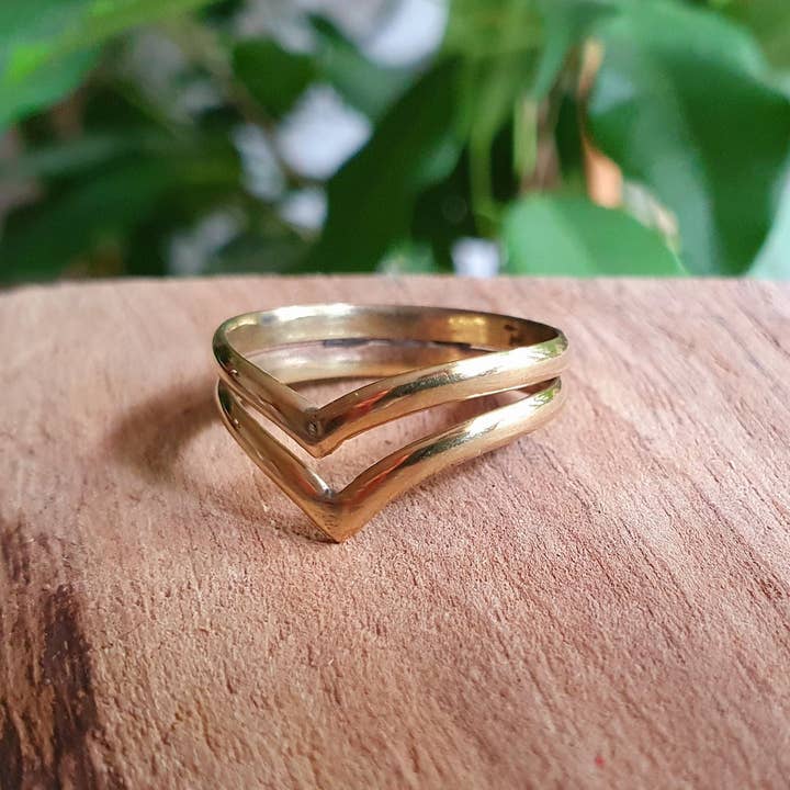 Gold Chevron Ring / Boho Jewelery / Bohemian / Stacking / Rustic / Tribal / Gypsy / Festival / Healing / Festival for wholesale by Kaali Boutique