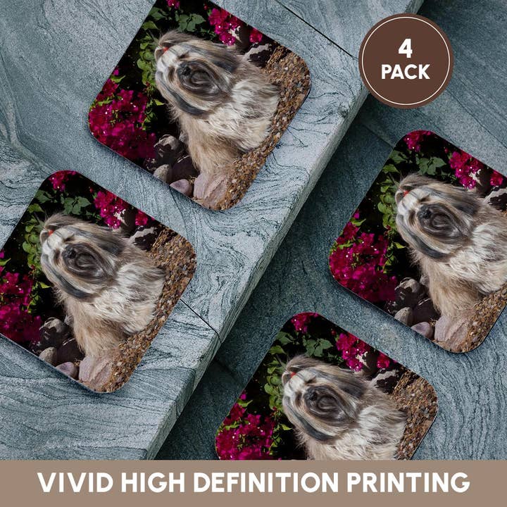 3dRose - Wholesale Coasters - 3dRose, Havanese sitting in front of flowers , Coaster12