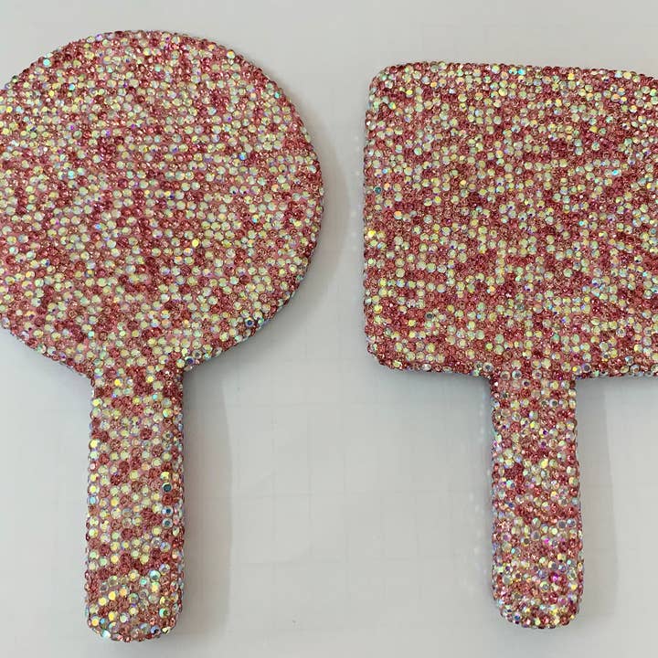 Ole - Wholesale Compact mirror - Square Ceramic Rhinestone Hand Mirror M043013