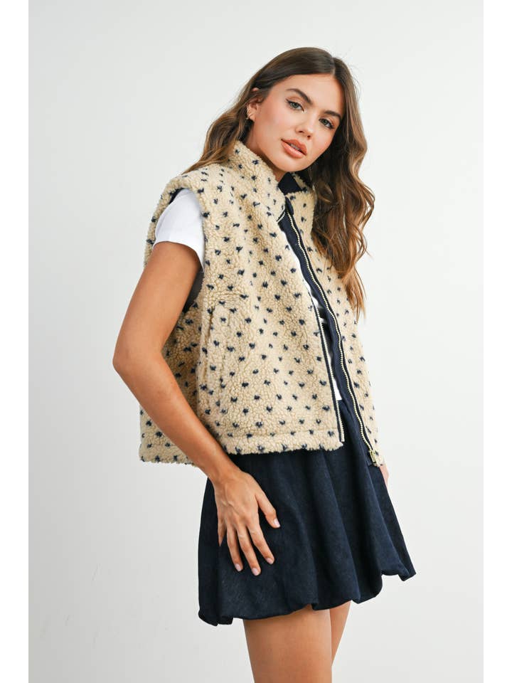 BUTTERMELON - Wholesale Jacket - Women's - Floral Fleece Sleeveless Vest - BMJ78498