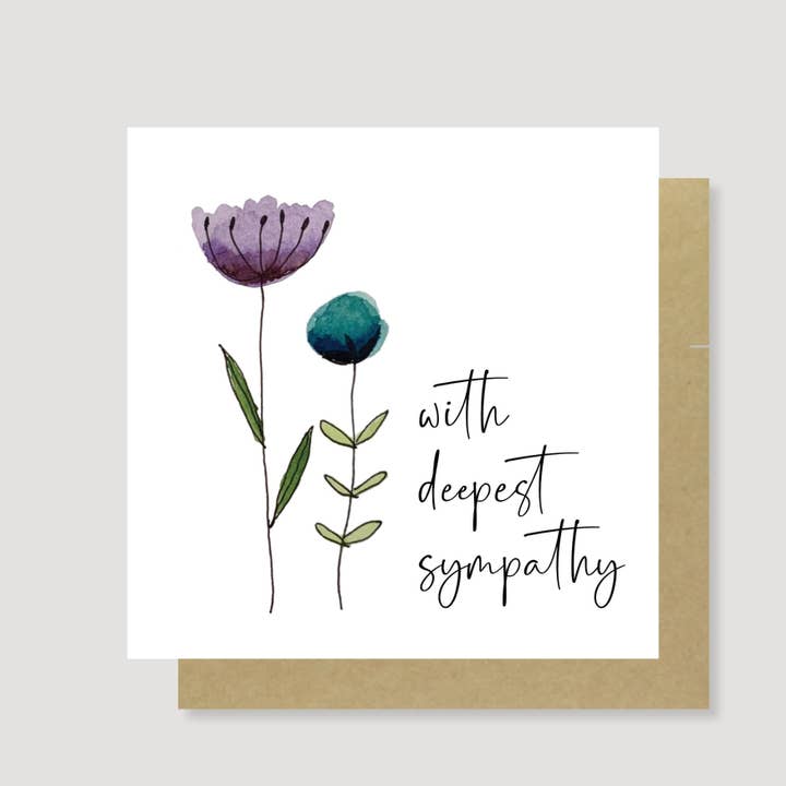 Elegant Flowers sympathy card - Handpainted and Eco Friendly for wholesale by Heather Trefusis Art - Greeting Cards (*US Duties Paid*)