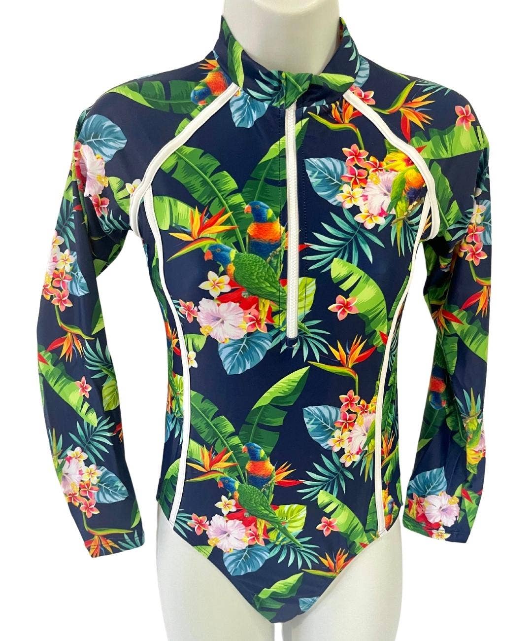 Tribe Tropical - Wholesale One Piece Swimsuit - Kids - Teenage Girl / Tween Long-Sleeve Swimsuit - 'Lorikeet Love'7