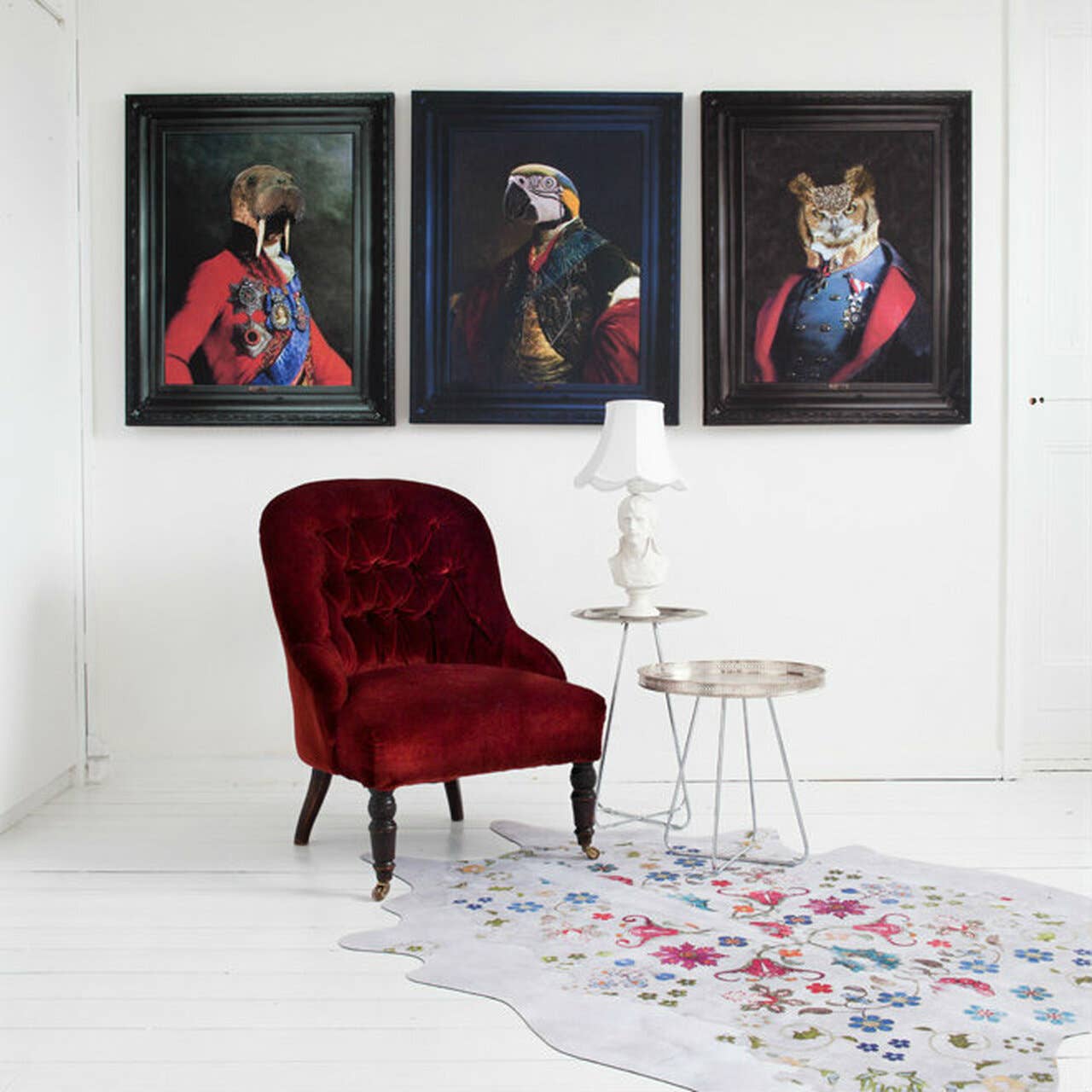 Mineheart - Venta al por mayor Alfombra pequeña - Alfombra de piel de vaca gitana (blanca)1