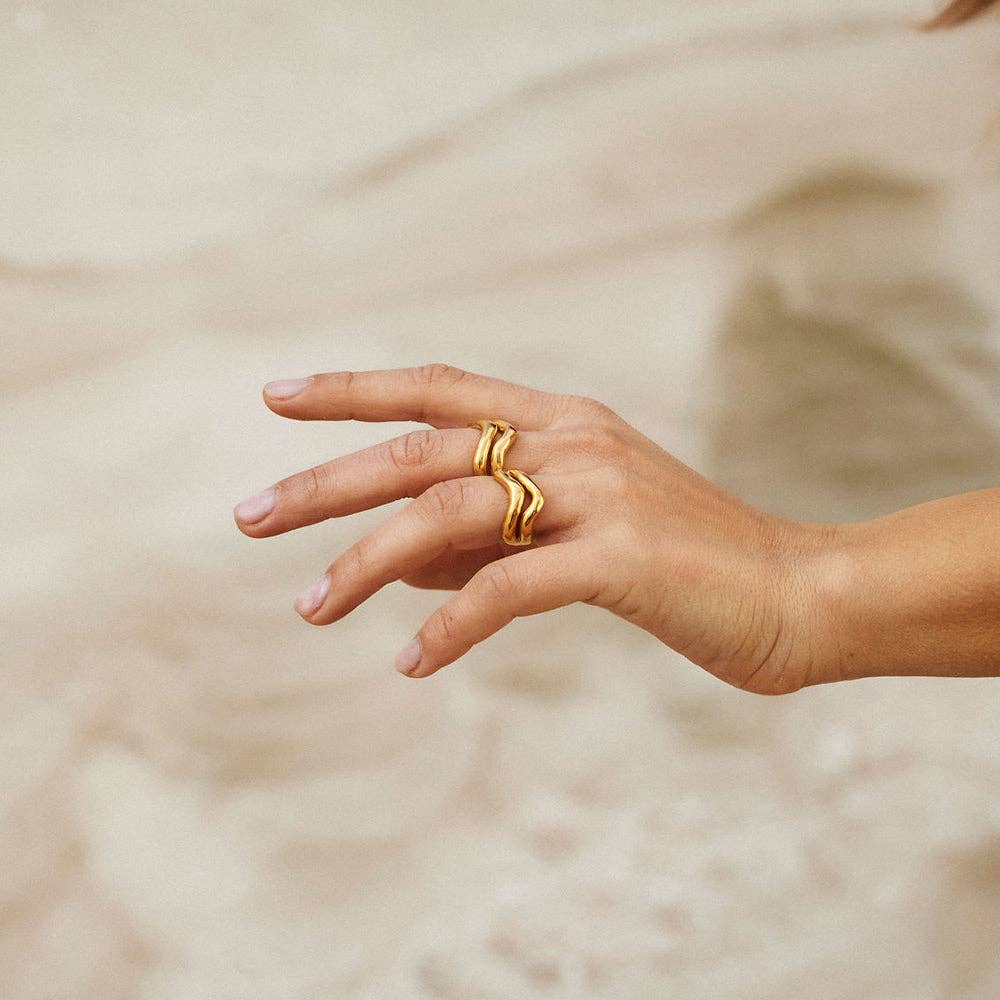 Agapée Jewelry - Vente Anneau/bague à empiler - Bague Ondea | Bijou en or, cadeau waterproof2