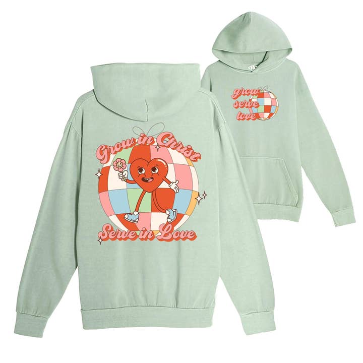 Grow Serve Love Pullover Hoodie - Oil Green for wholesale by GLO- God's Love Overcomes