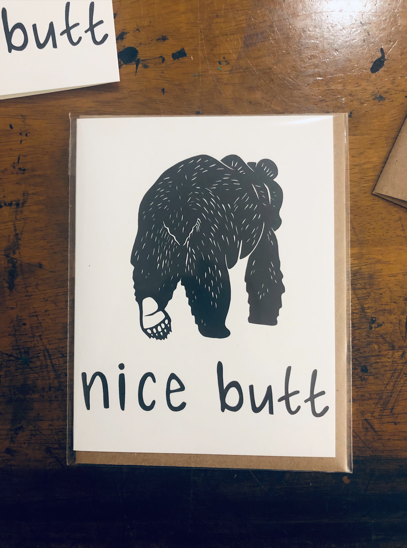 Critter Butts - Wholesale Gewone wenskaart - Nice Butt Bear - 100% gerecyclede wenskaart4