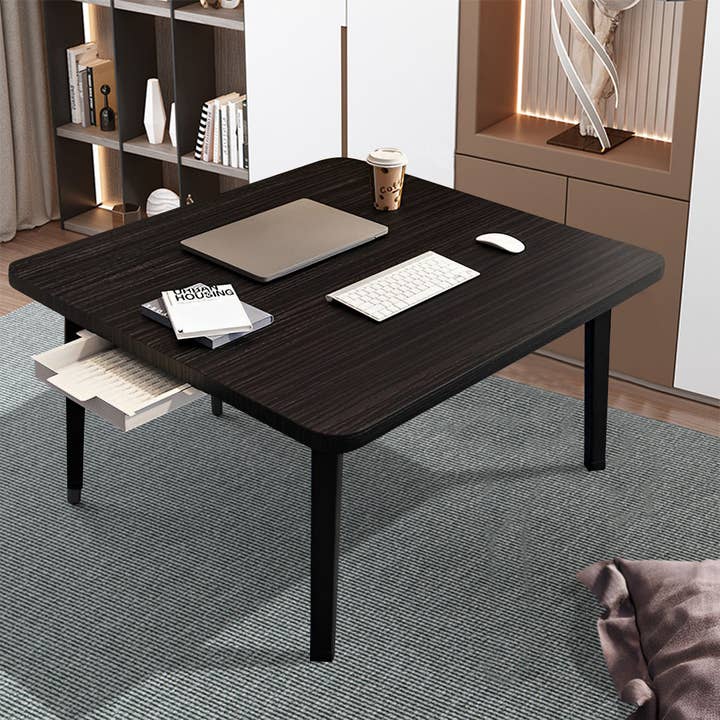 SOGA International Pty Ltd - Wholesale Side table - SOGA 2X Black Portable Floor Table Small Square Space-Saving Mini Desk Home Decor1