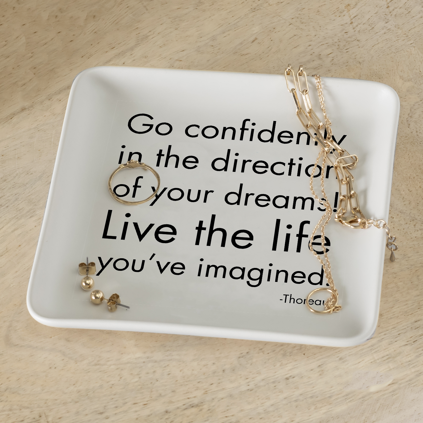 Quotable - Wholesale Decorative Plate/Dish/Bowl - Trinket Dishes - TR55 - Go Confidently (Henry David Thoreau)2