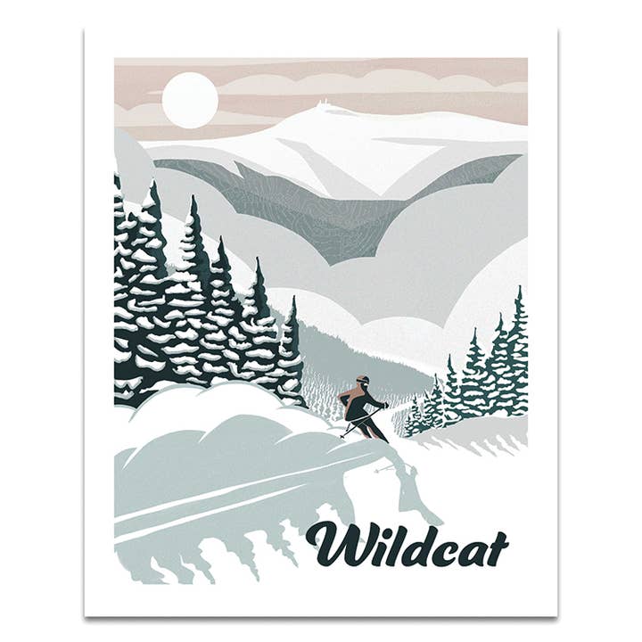Wildcat Skiing Print for wholesale by Kat Maus Haus Illustration