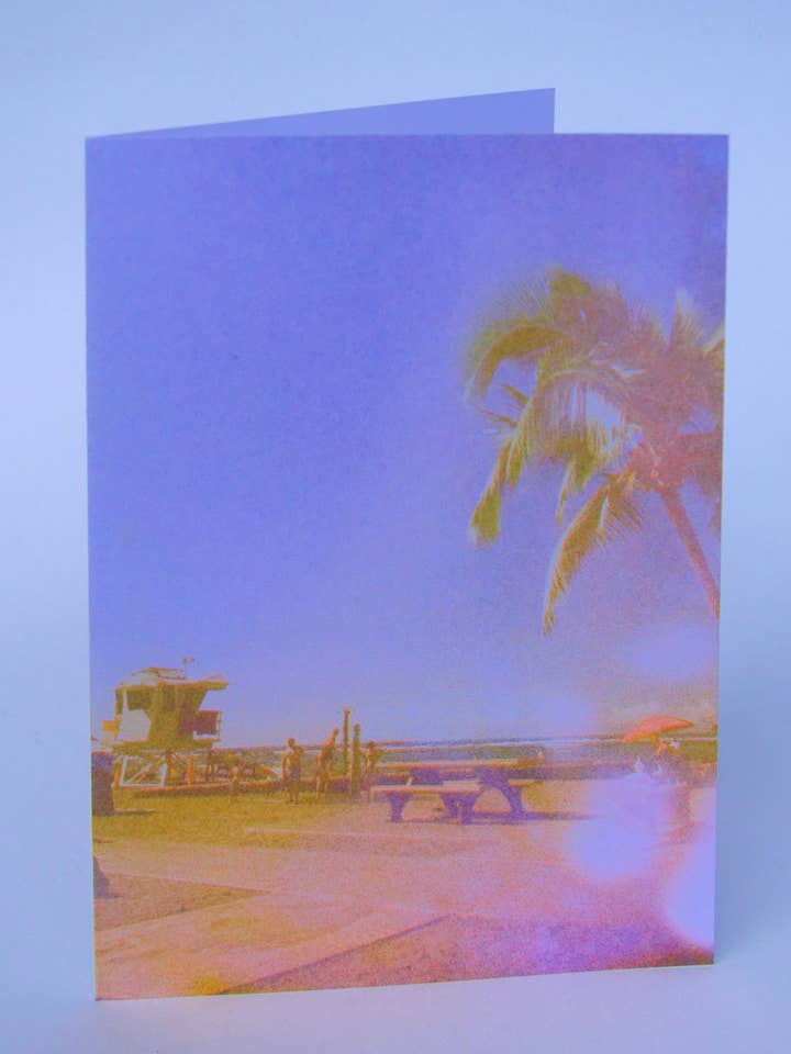 Kahaluu Beach Riso Greeting Card for wholesale by Pencil Urchin Press LLC