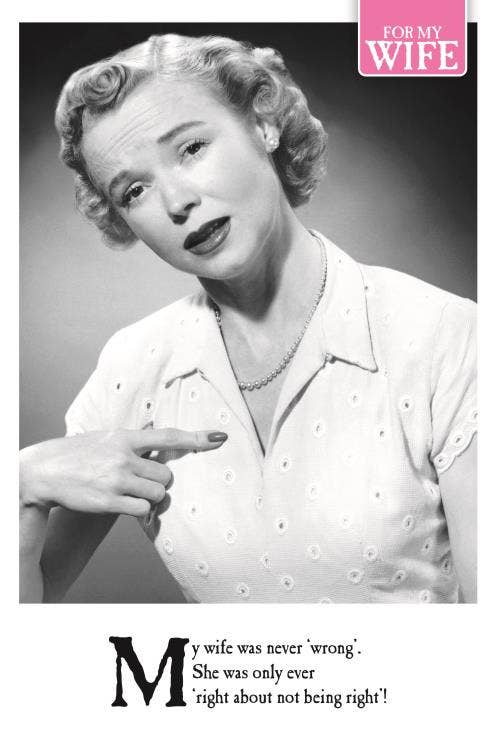 EMOTIONAL RESCUE - Wholesale Birthday Card - On the Ceiling Wife Woman Pointing at Herself0