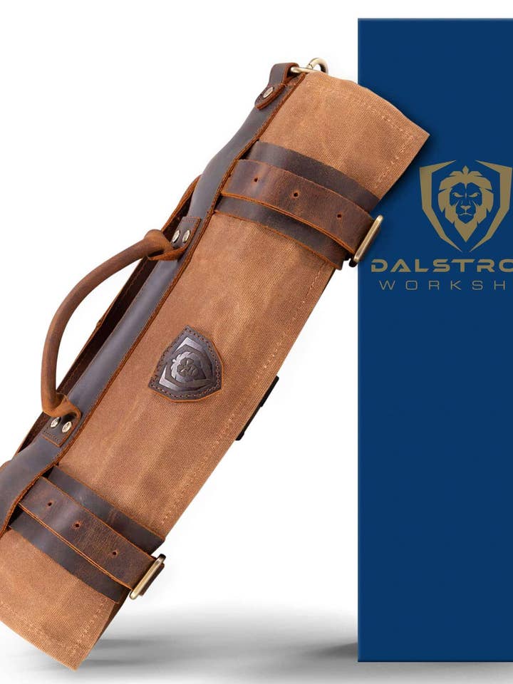 12oz Heavy Duty Canvas & Leather | Desert Drifter Brown | Nomad Knife Roll | Dalstrong © for wholesale by Dalstrong