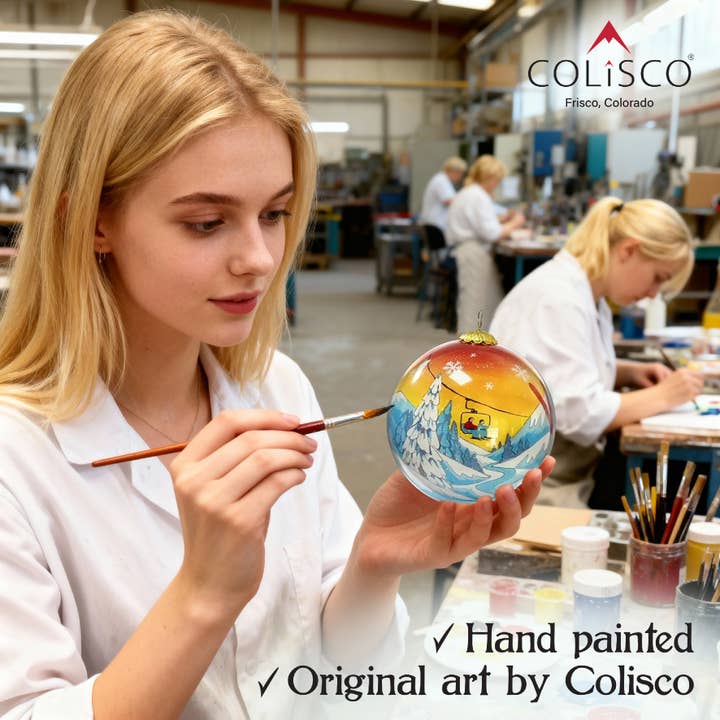 Colisco Wholesale – wholesale Prydnad – Colisco Solnedgång Skidåkning Handmålad Glasprydnad3