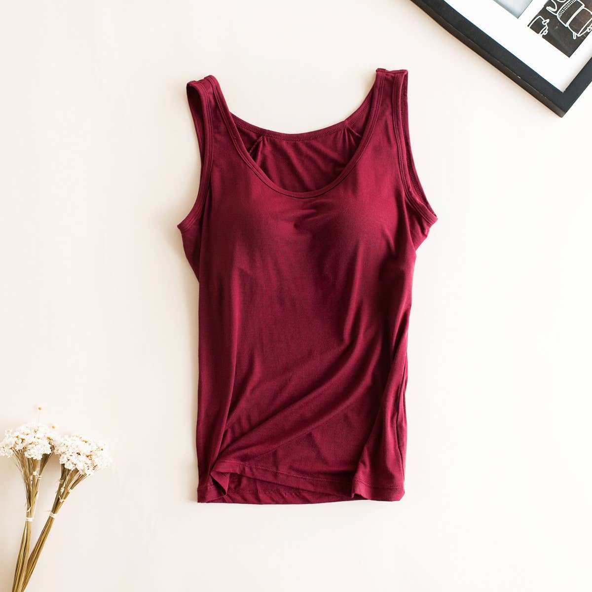 HIDDENBRAND - Wholesale Tank Top - Women's - Essential Basic Soft Modal tank top w built in bra1